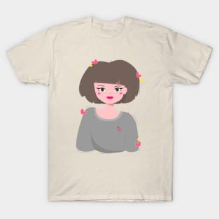 Cute girl with hearts T-Shirt